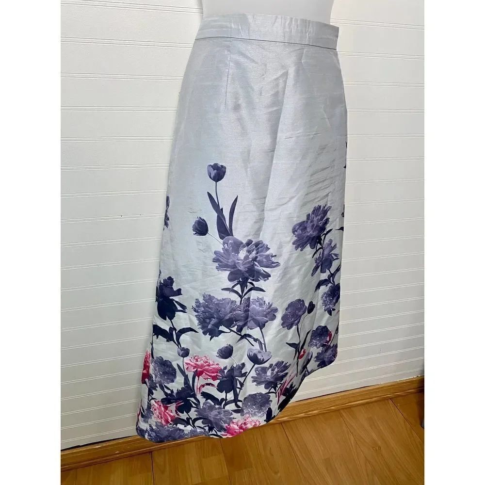 Ashro White Floral Print Asymmetrical Skirt